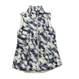 Athleta Size Small Sapphire Blue Print Altitude Down Puffer Vest